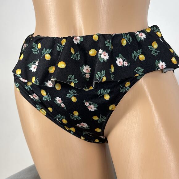 Victoria’s Secret Swim Bikini Bottom Size Medium Size Medium Lemons Ruffle Sexy - Picture 3 of 7